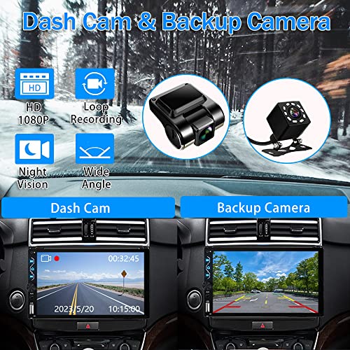 Double Din Car Stereo with Dash Cam (Apple Carplay & Android Auto + Dash Cam)