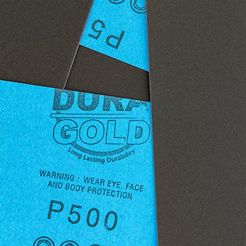 5-1/2" x 9" Wet or Dry Sandpaper Sheets, 500 Grit, Box of 25 (500-Grit)