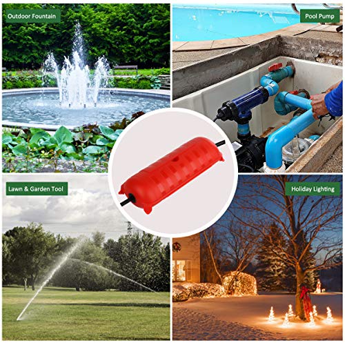 Outdoor Extension Cord Safety Cover (Red / Medium Box: 9.5" L x 3" W x 2.9" H)