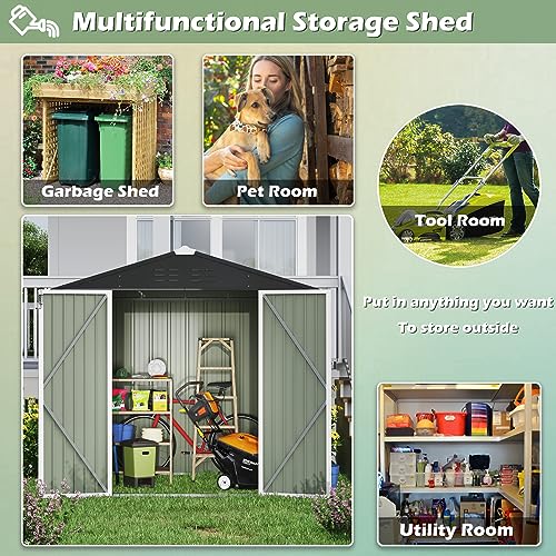 8x6 FT Outdoor Storage Shed (White / 8x6 FT)
