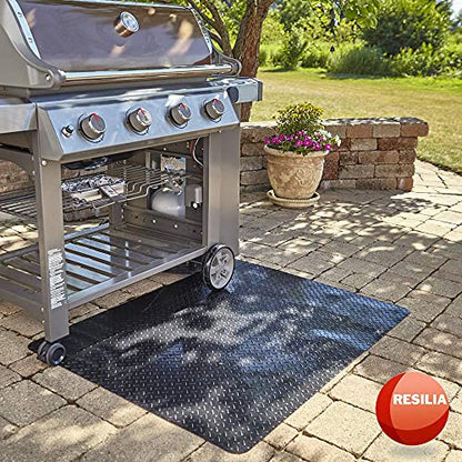 Garage Mat Prevents Stains Decorative Embossed Diamond Plate Pattern Black (Black)