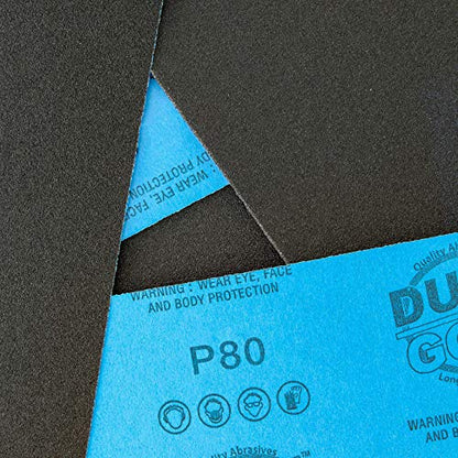 5-1/2" x 9" Wet or Dry Sandpaper Sheets, 80 Grit, Box of 15 (80-Grit)