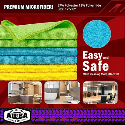 Microfiber Cleaning Cloth (Yellow Blue Green / 150PK)