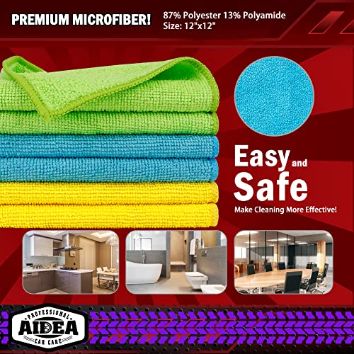 Microfiber Cleaning Cloth 10PK (Yellow Blue Green / 10PK)