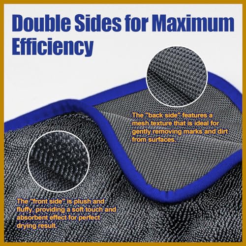 Microfiber Towel Car Drying Detailing Wash Cloth Car Care (Grey-blue)