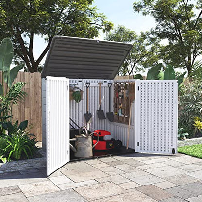 Larger Outdoor Storage Shed Weather Resistance (48 Cu.ft Off White Shed-01A)