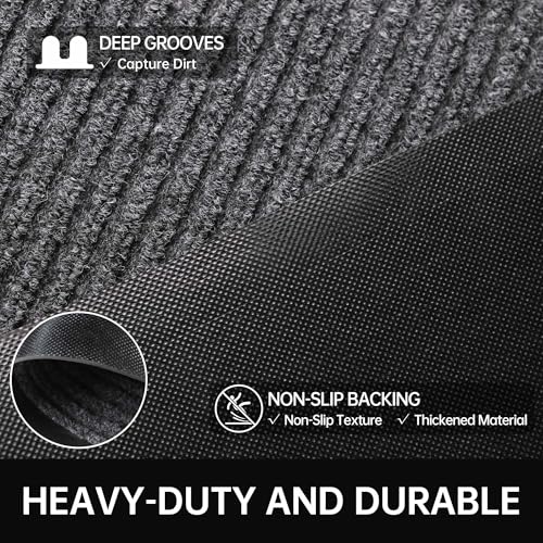 Front Door Mat (3' x 10' (Rectangular) / Gray-stripe)