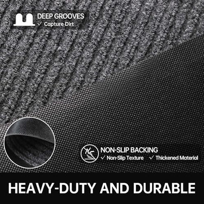 Front Door Mat (3' x 4' (Rectangular) / Gray-stripe)