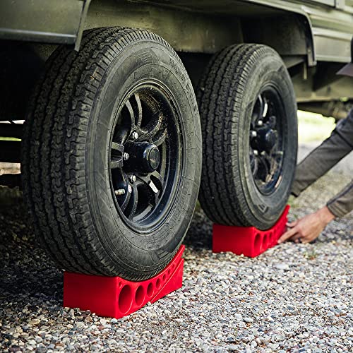 2 Pack Camper Leveler Blocks with Rubber Mats for RVs and Trailers Up to 30000 lbs Made in USA (2-Pack w/ Rubber Mats)