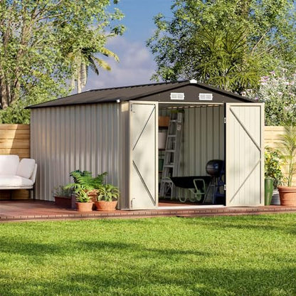 8x12 FT Outdoor Storage Shed (Brown / 8x12 FT)