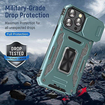 Phone Case for i Phone 16 Pro Max with Stand & Camera Cover (iPhone 16 Pro Max 【6.9 inch】 / Alpine Green)
