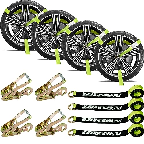 4 Pack Car Tie Down Straps for Trailers (green)