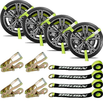 4 Pack Car Tie Down Straps for Trailers (green)