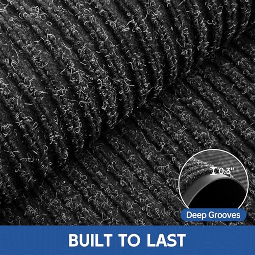 Front Door Mat (3' x 10' (Rectangular) / Black-stripe)