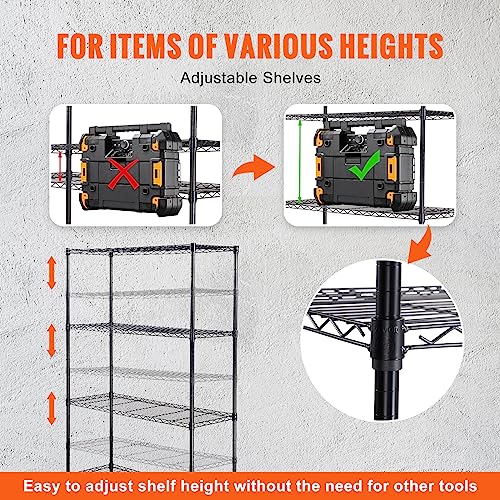 Storage Shelving Unit (Black / 48" L x 18" W x 74" H)