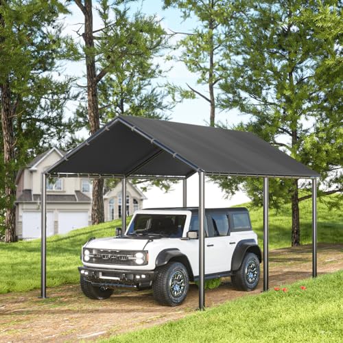 10x20ft Portable Car Tent Garage with UV Resistant Canopy (Grey no sidewall)