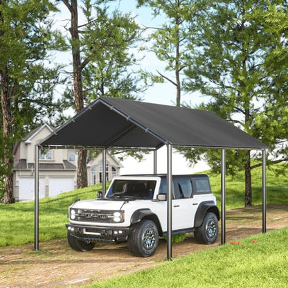 10x20ft Portable Car Tent Garage with UV Resistant Canopy (Grey no sidewall)