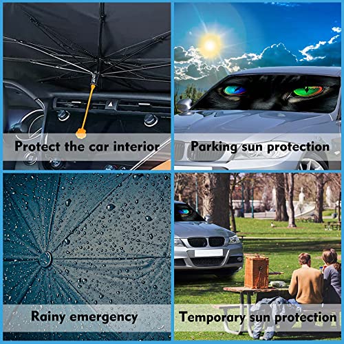 Cat Eyes Car Windshield Sun Shade Umbrella Sun Visor Windshield Shade Sunshades Vehicle Cover for Most Vehicles Foldable Car Umbrella Sunshade Sun Visor Protector Cover (One Size / Cat Eyes)