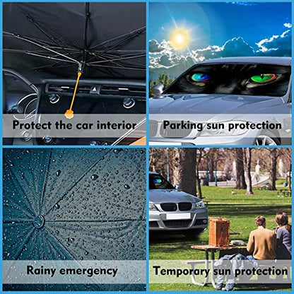 Cat Eyes Car Windshield Sun Shade Umbrella Sun Visor Windshield Shade Sunshades Vehicle Cover for Most Vehicles Foldable Car Umbrella Sunshade Sun Visor Protector Cover (One Size / Cat Eyes)