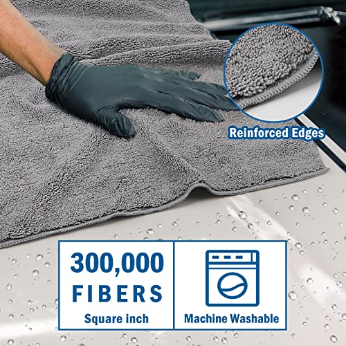 Professional Large Microfiber Car Drying Towels 2 Pack (Grey / 31 x 24 Inch)