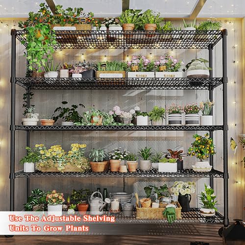 Storage Shelves 3200 LBS Capacity Wire Shelving with Wheels Heavy Duty Metal Shelf for Warehouses (2 Set-60''W X 18'' D X 73'' H)