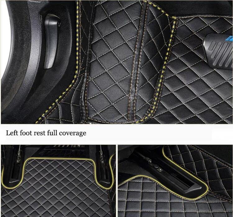 Custom All Weather Protection Leather Car Floor Mats for Cars Sedan SUV Sports Car Waterproof Floor Mat (Black+wine red)