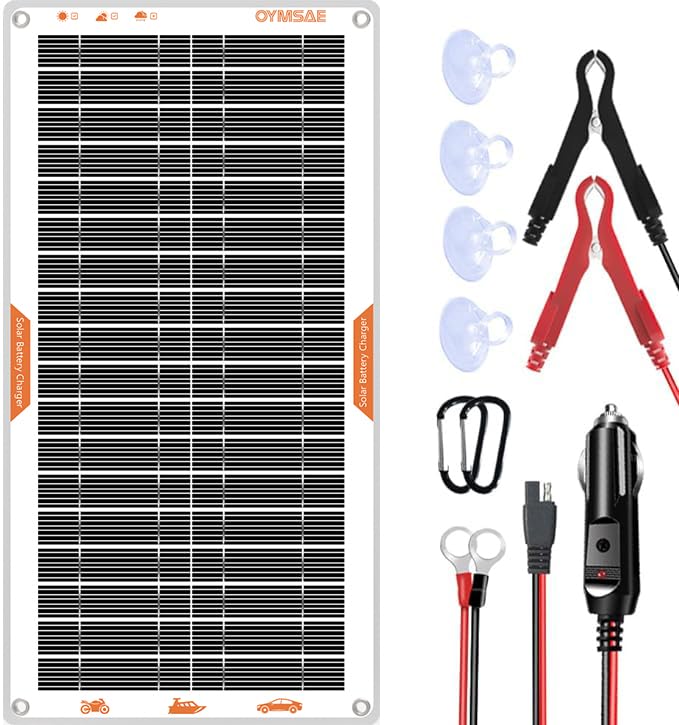 White Portable 10W 12V Solar Car Battery Charger Maintainer (10W)