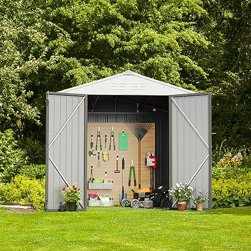 8x6 FT Outdoor Storage Shed (Gray / 8x6 FT)