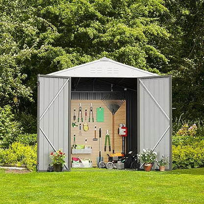 8x6 FT Outdoor Storage Shed (Gray / 8x6 FT)