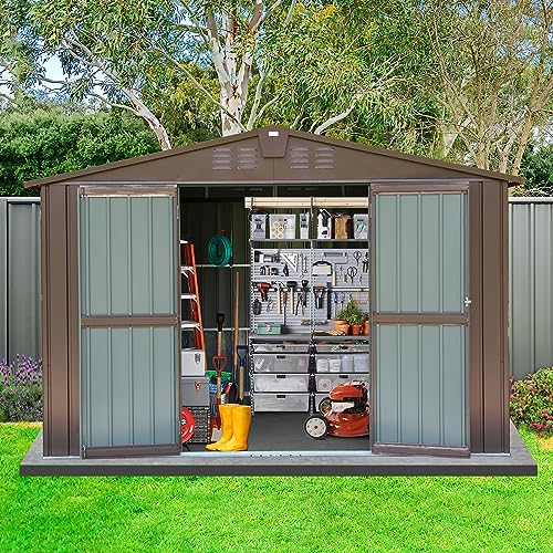 Domi Outdoor 10' x 8' Storage Shed (10' x 8' Gable Roof / Brown)