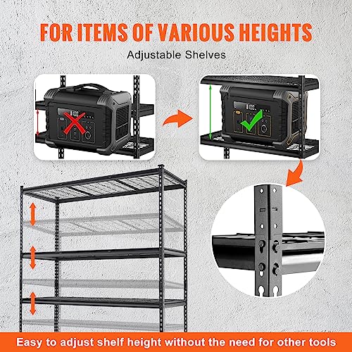 Storage Shelving Unit 5 (Black / 60" L x 24" W x 78" H)