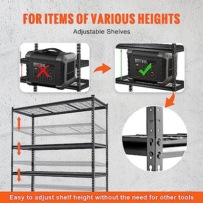 Storage Shelving Unit 5 (Black / 60" L x 24" W x 78" H)