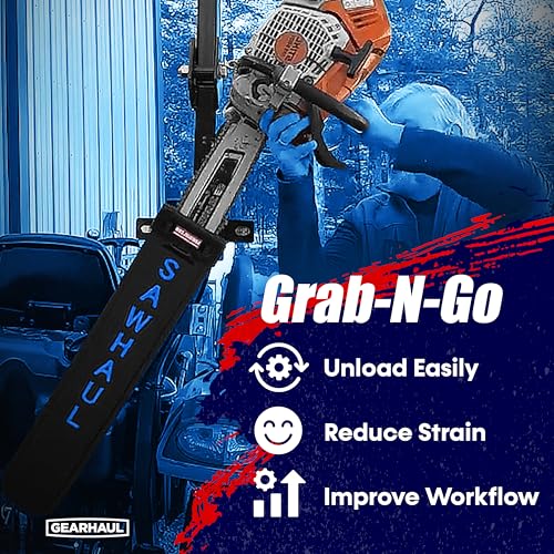 Snap Lok Universal Chainsaw Carrier Kit for Tractors and Skid Steers (Rotating - Tractors / 28 Inch Scabbard / Blue)