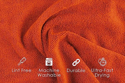 Microfiber Cleaning Cloths (Pack of 48 - 16x16 Inches / Orange)
