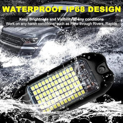 4Pods Pure White 72 LEDs SMD Chips 72w High Power Rock Lights Super Bright White Offroad Car Boat Underglow Lights IP68 Waterproof for Truck SUV UTV ATV RZR (Pure white rock lights - 4 pack)