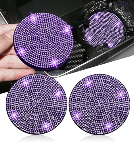 2pcs Bling Car Cup Holder Coaster (Purple Violet / 2pcs)