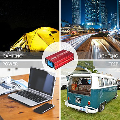2500W Pure Sine Wave Inverter 12V to 120V AC with 2 AC outlets (2500W)