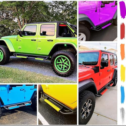Paintable Running Boards Fit for 2018 (2 Door / Black+Red)