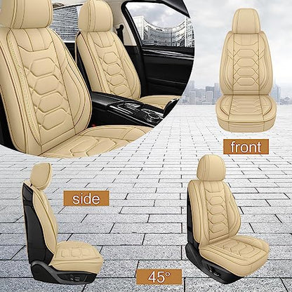 Leather Car Seat Covers Full Set (BEIGE / FULL SET)