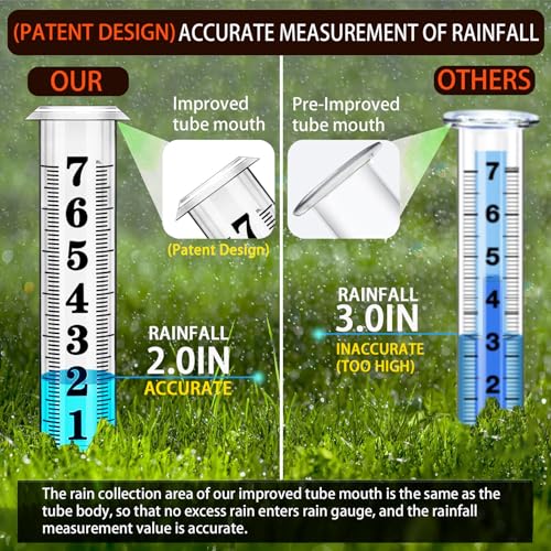 Rain Gauge Outdoor (Large rain gauge with 2 tubes)
