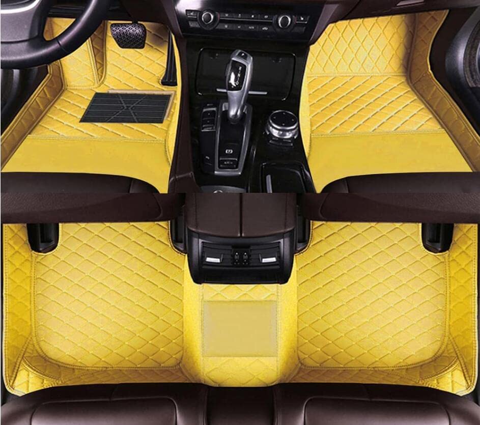 Custom All Weather Protection Leather Car Floor Mats for Cars Sedan SUV Sports Car Waterproof Floor Mat (Yellow)