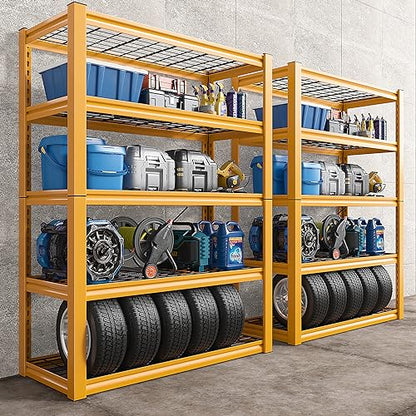 Storage Shelves 40''W Garage Shelving Heavy Duty Metal Shelving 2000LBS Metal Shelves 5 Tier Industrial Shelf for Kitchen Pantry Warehouse Basement 72" H x 40''W x 17.8''D Yellow (72"H x 17.8"D x 40"W)