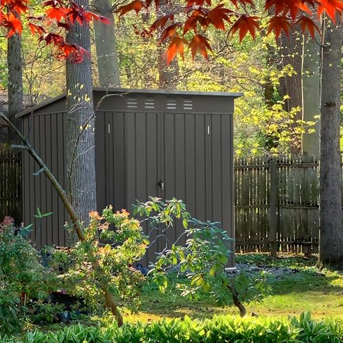 Domi Outdoor 5’ x 3’ Storage Shed (5' x 3' Sloping Roof / Dark Gray)