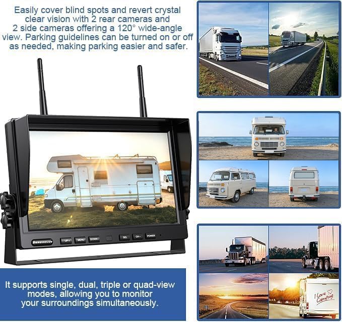 10'' 1080P Wireless Backup Camera System (10-inch+4 cameras)