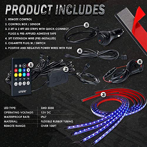 4Pcs Underglow LED Lights for Cars (4PCS With APP)