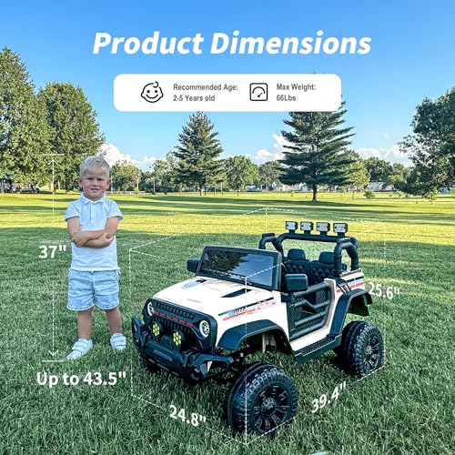 12V Kids Ride on Car Truck (White)