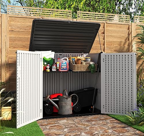 Horizontal Outdoor Storage Shed (48 Cu.ft White Shed-02B)