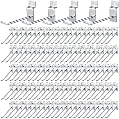 100 Pack Heavy Duty Slatwall Hooks Metal for Garage (4 Inch)