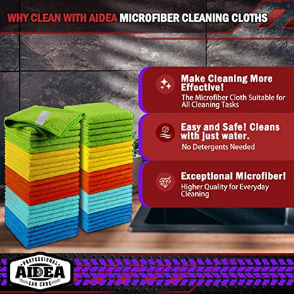 Microfiber Cleaning Cloth (Yellow Blue Green / 50PK)