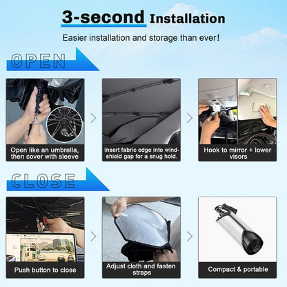 for 2024 2025 2026 Ford Ranger Windshield Umbrella Sunshade [Easier Foldable] 2024 2025 2026 Ranger Accessories Sunshade Umbrella for 2024 (2024 2025 2026 Ford Ranger (Umbrella))